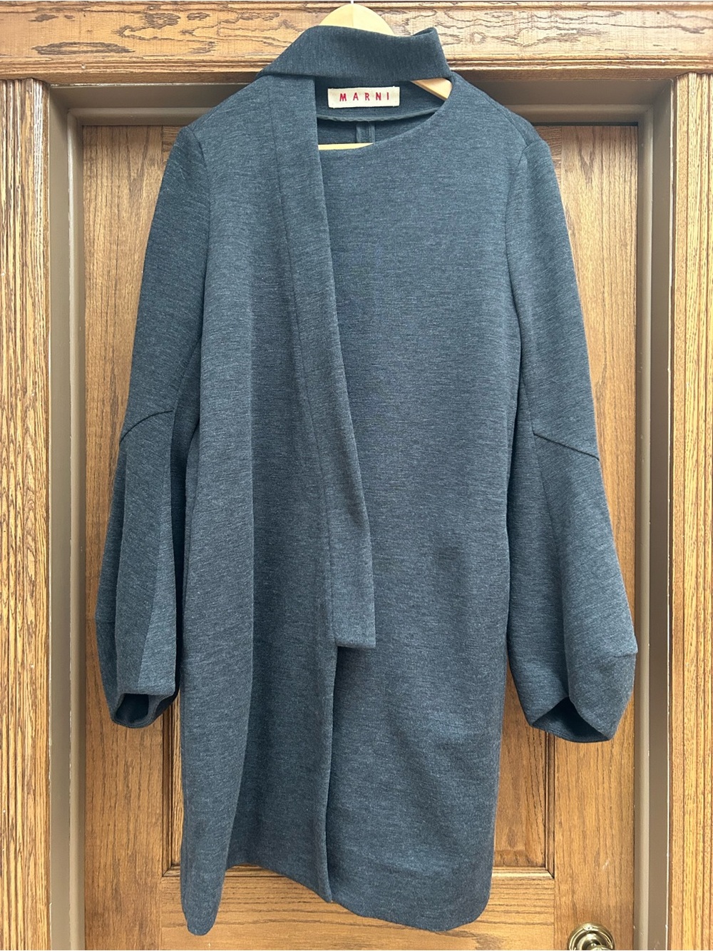 Marni Charcoal Gray Knit Sweater with Integrated Scarf